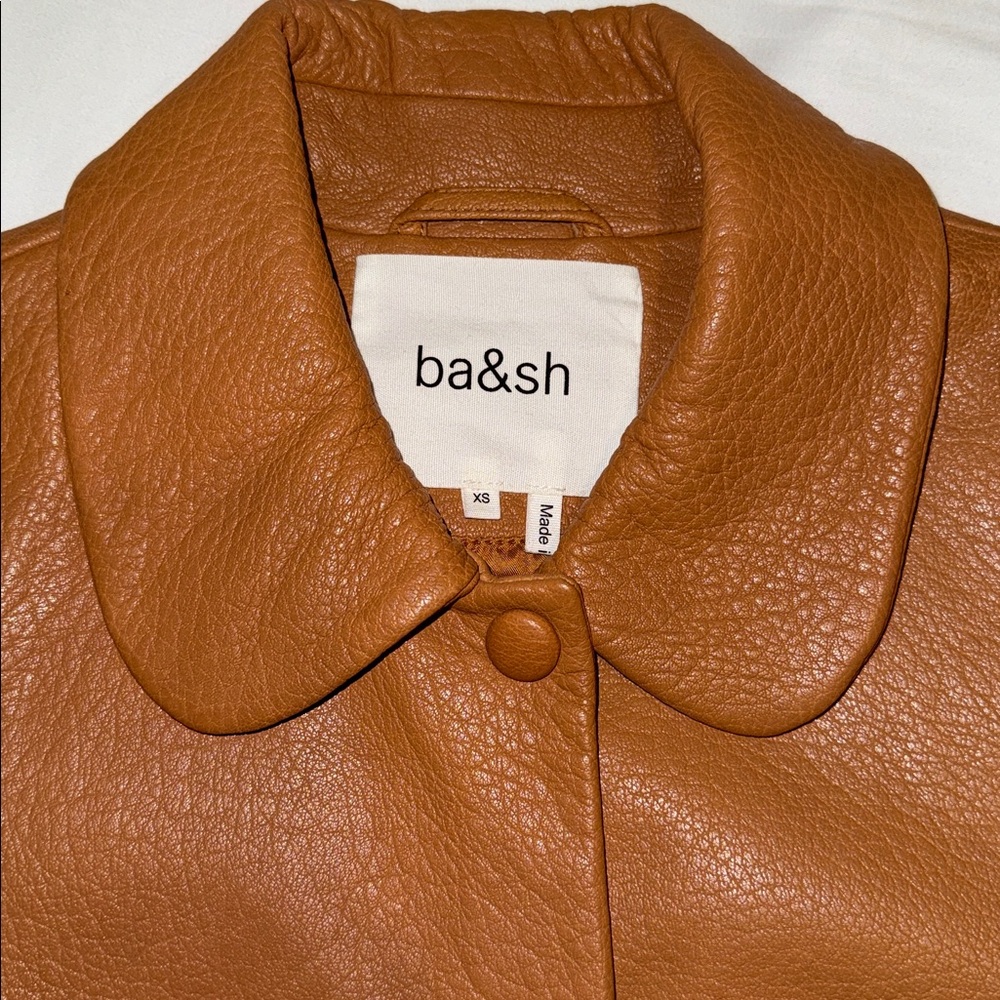 ba&sh Women's camel lamb Leather Button-Front Jacket - Picture 3 of 4